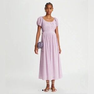 Tory Burch Purple Plaid Pleated Dress -New Without Tags- Size 8